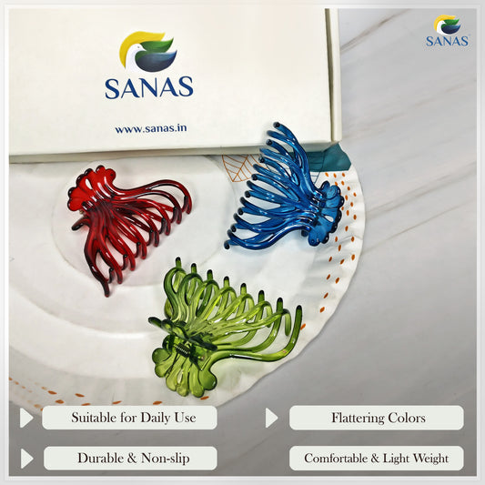 Sanas Elegant Multi-Color Butterfly Hair Clips - 4Pcs