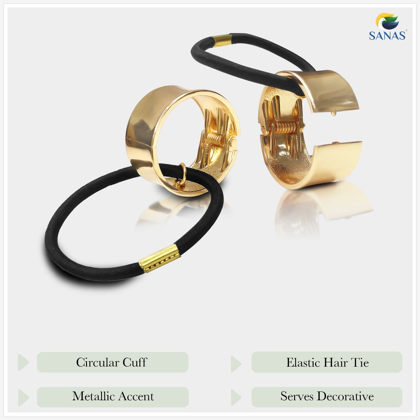 Sanas Golden Metal Ring Rubber Band - 1Pc