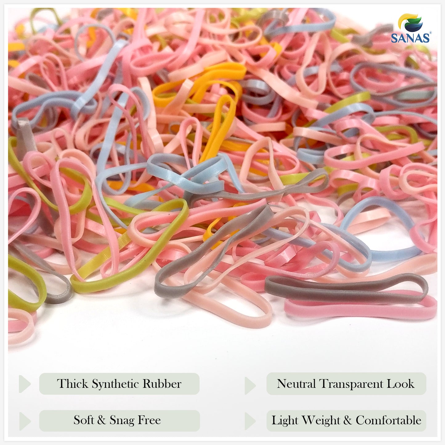 Sanas Medium Rubber Mixed Colour - 1100Pcs