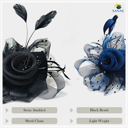 Sanas Fascinator Flower Headband for Women - 2Pcs