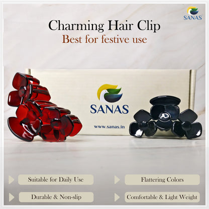 Sanas Flat Petal Big Hair Clip - 4Pcs