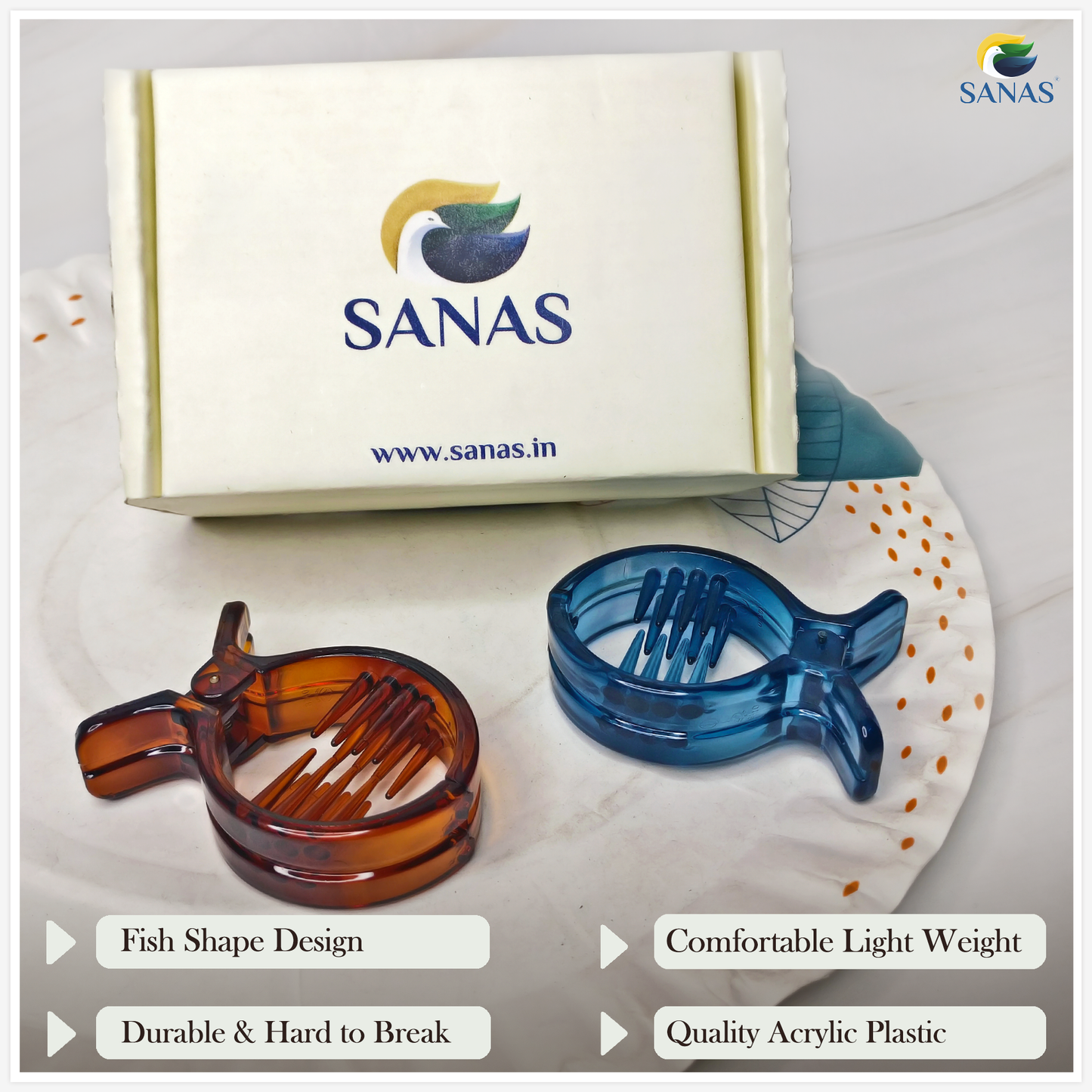 Sanas Big Oval Hair Clips - 3Pcs