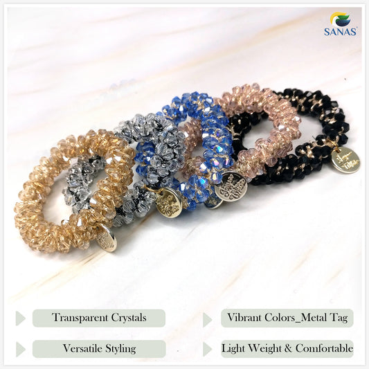 Sanas Multicolor Crystal Hair Ties - 5Pcs