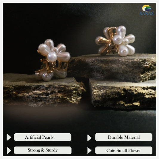 Sanas Pearl Flower Clip Small - 10Pcs