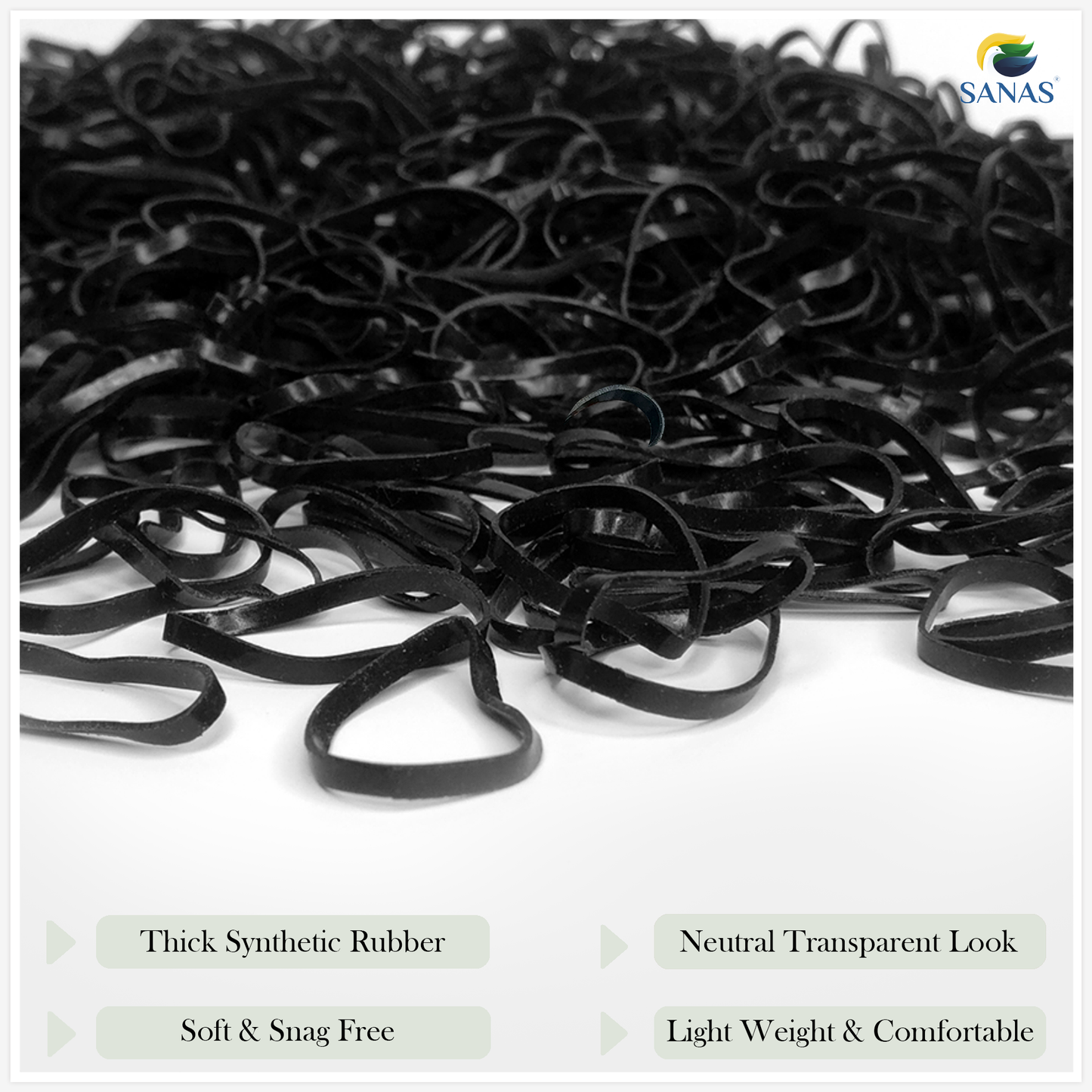 Sanas Black Medium Rubber - 1100Pcs