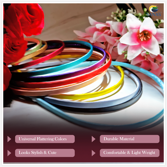 Sanas Satin Colorful Wrapped Headbands - 20Pcs