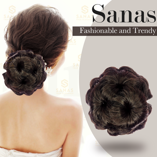 Sanas Hair Bun Flower Design Brown - 1Pc