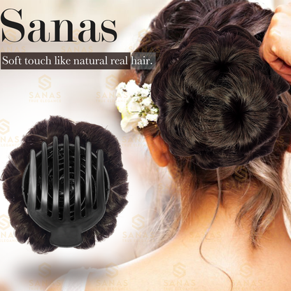 Sanas Hair Bun Flower Design Brown - 1Pc