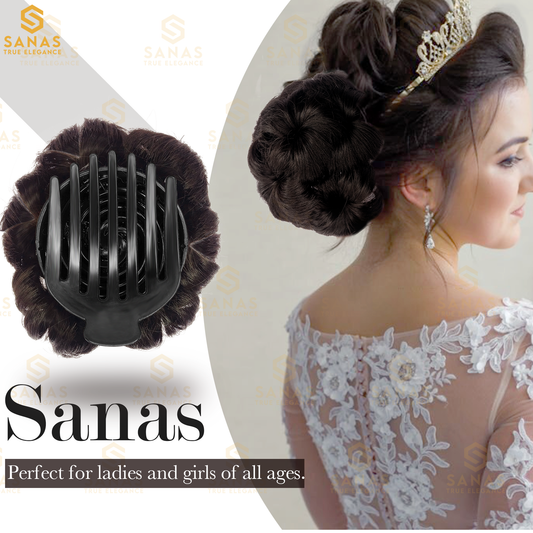 Sanas Hair Bun Flower Design Brown - 1Pc