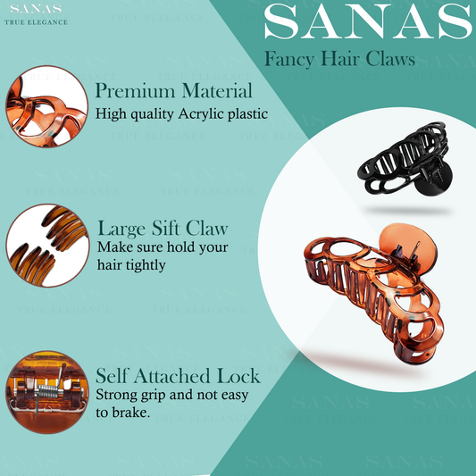 Sanas Six Ring Large Hair Clips - 3Pcs