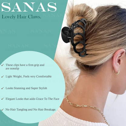 Sanas Six Ring Large Hair Clips - 3Pcs