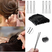 Sanas Long U Shape Black Bun Pin - 20Pcs