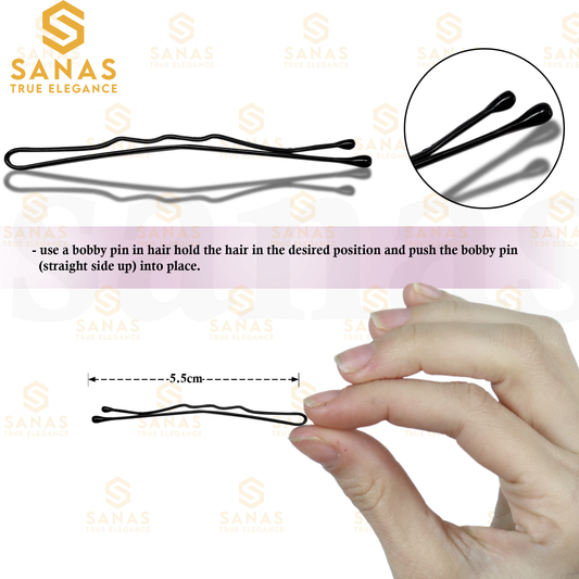 Sanas Black Bobby Hair Pins - 100Pcs