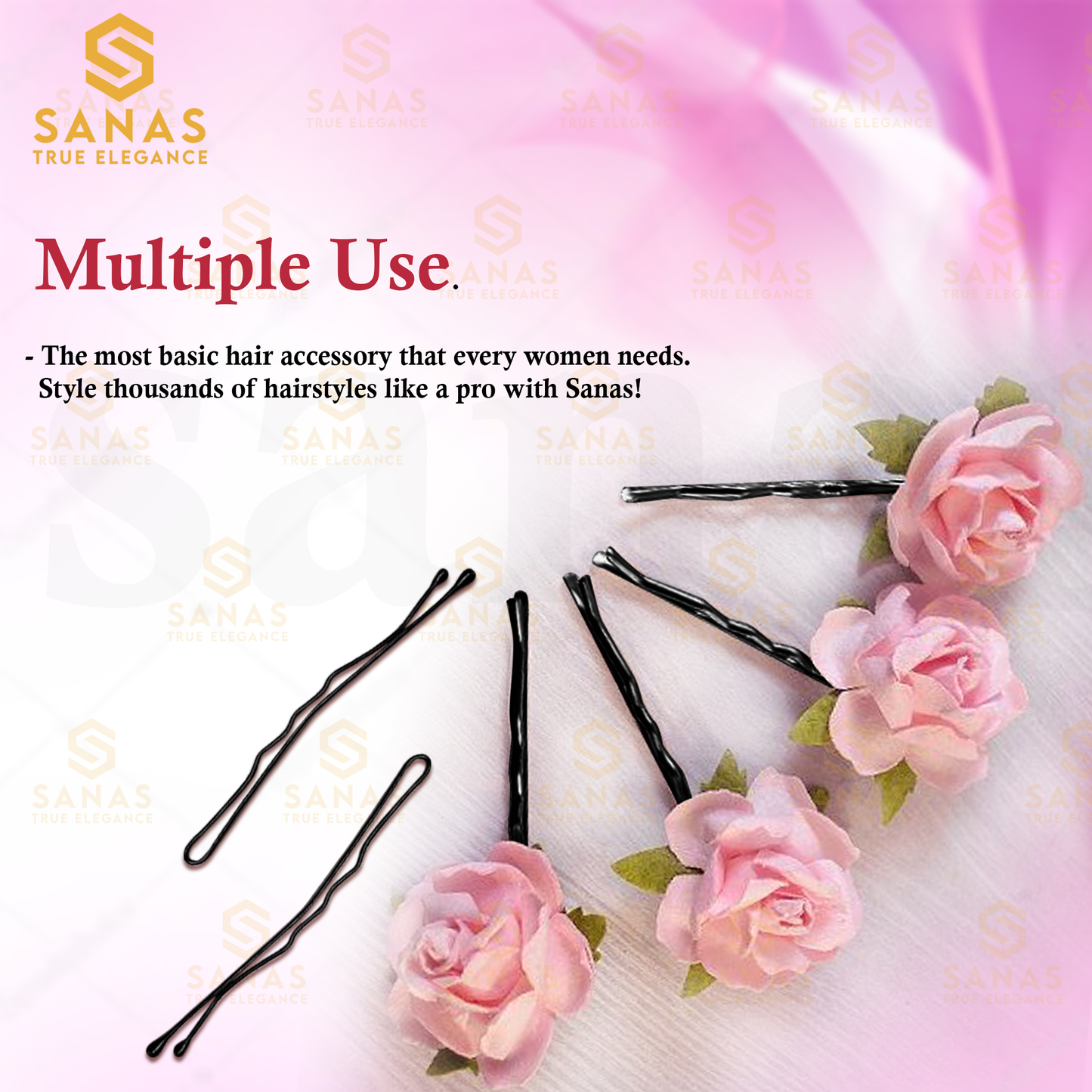 Sanas Black Bobby Hair Pins - 100Pcs