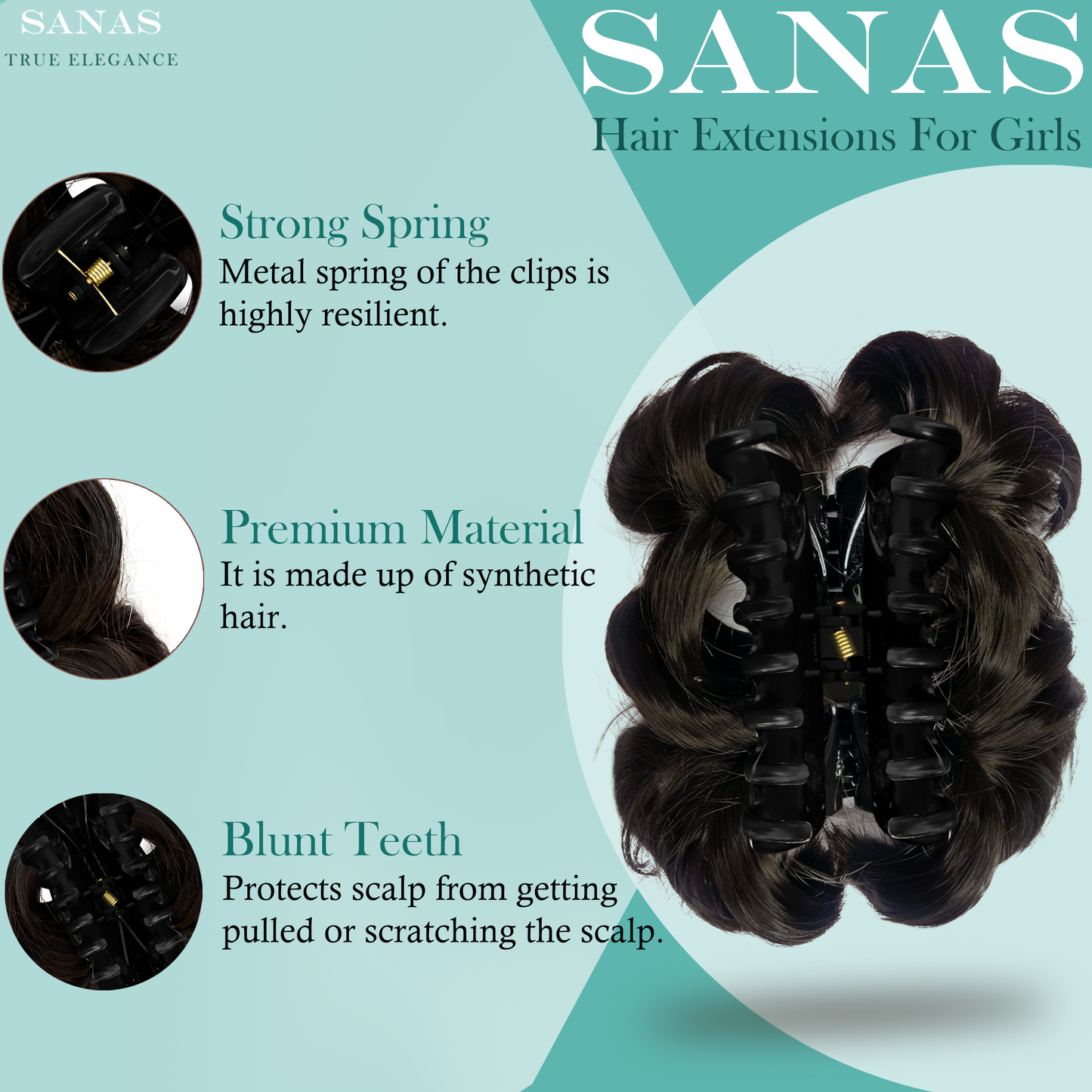 Sanas Hair Extension and Wig Clutcher Brown - 1Pc