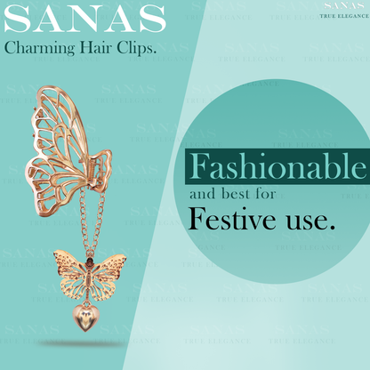 Sanas Metal Butterfly with Tassel - 2Pcs