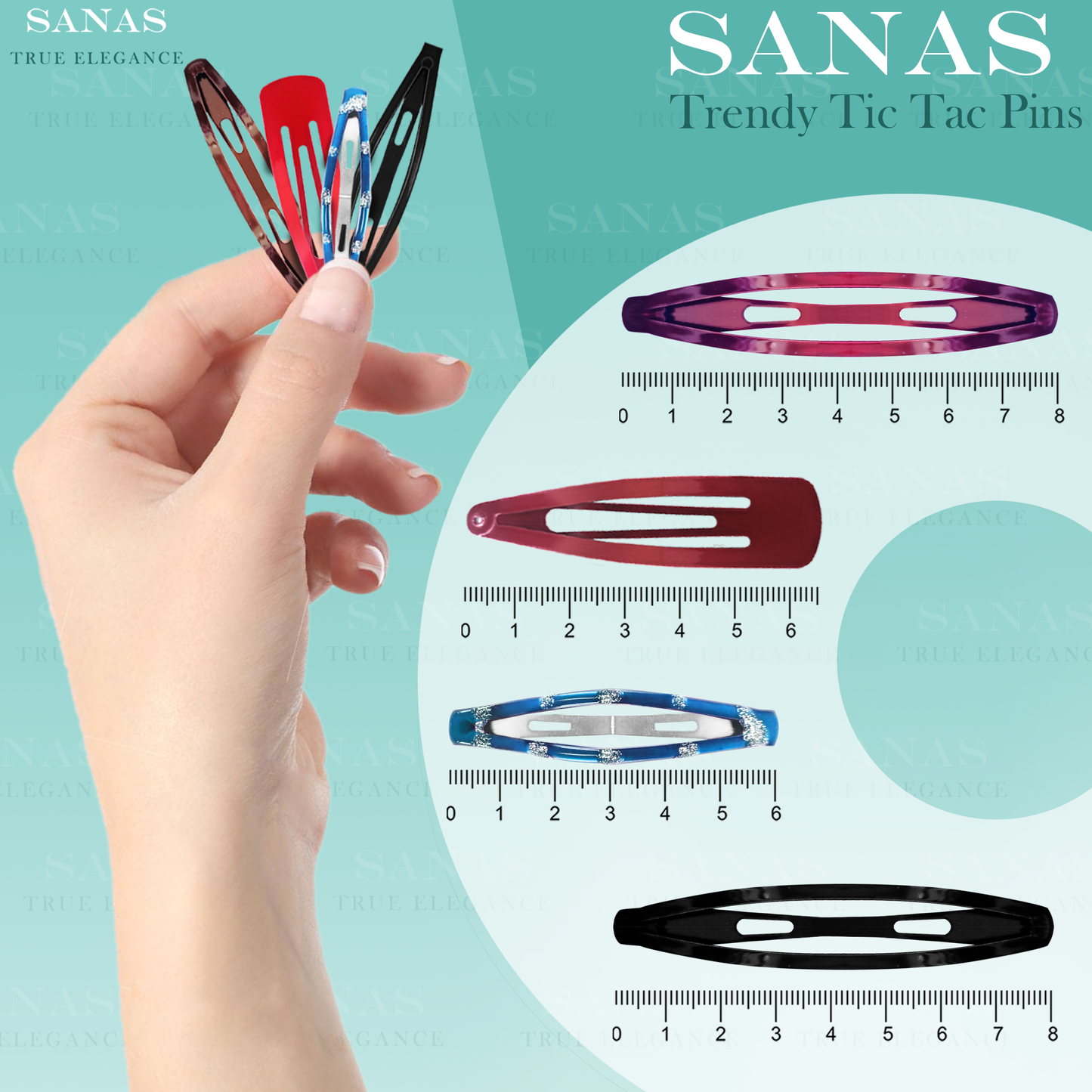 Sanas Tic Tac Hair Clips For Girls 48PC