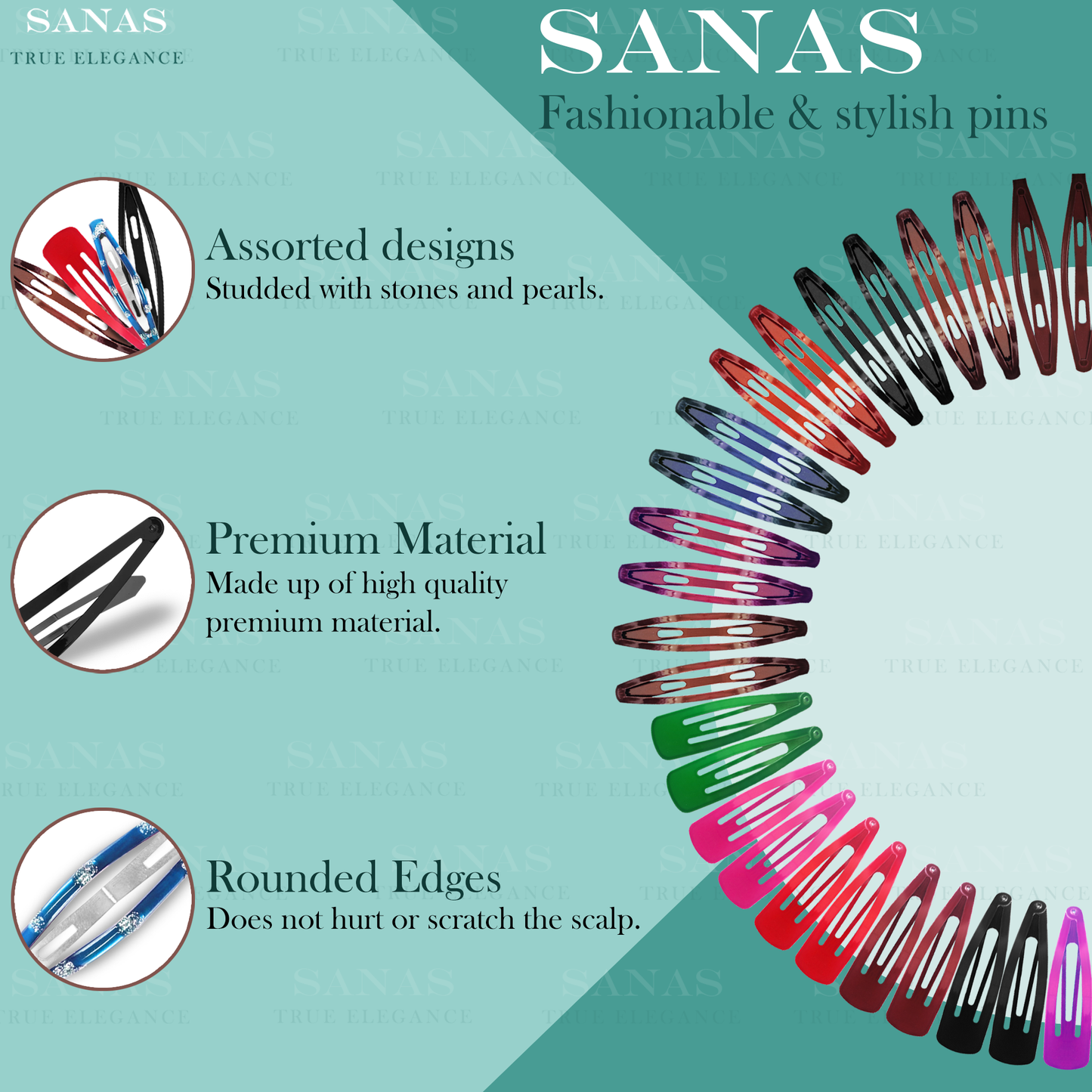 Sanas Tic Tac Hair Clips For Girls 48PC