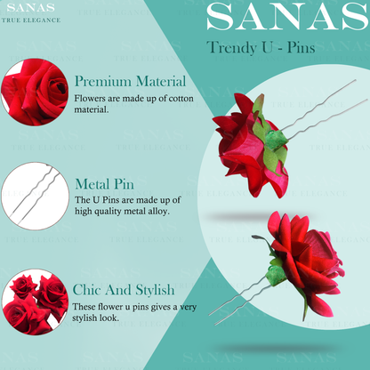 Sanas Juda Pins Artificial Flowers - 4Pcs