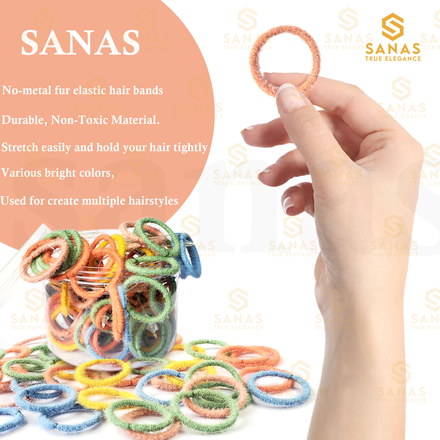 Sanas Fur Rubber Bands Thin - 20Pcs