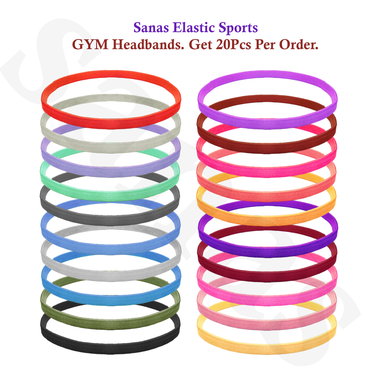 Sanas Gym Sports Elastic Headbands - 20Pcs