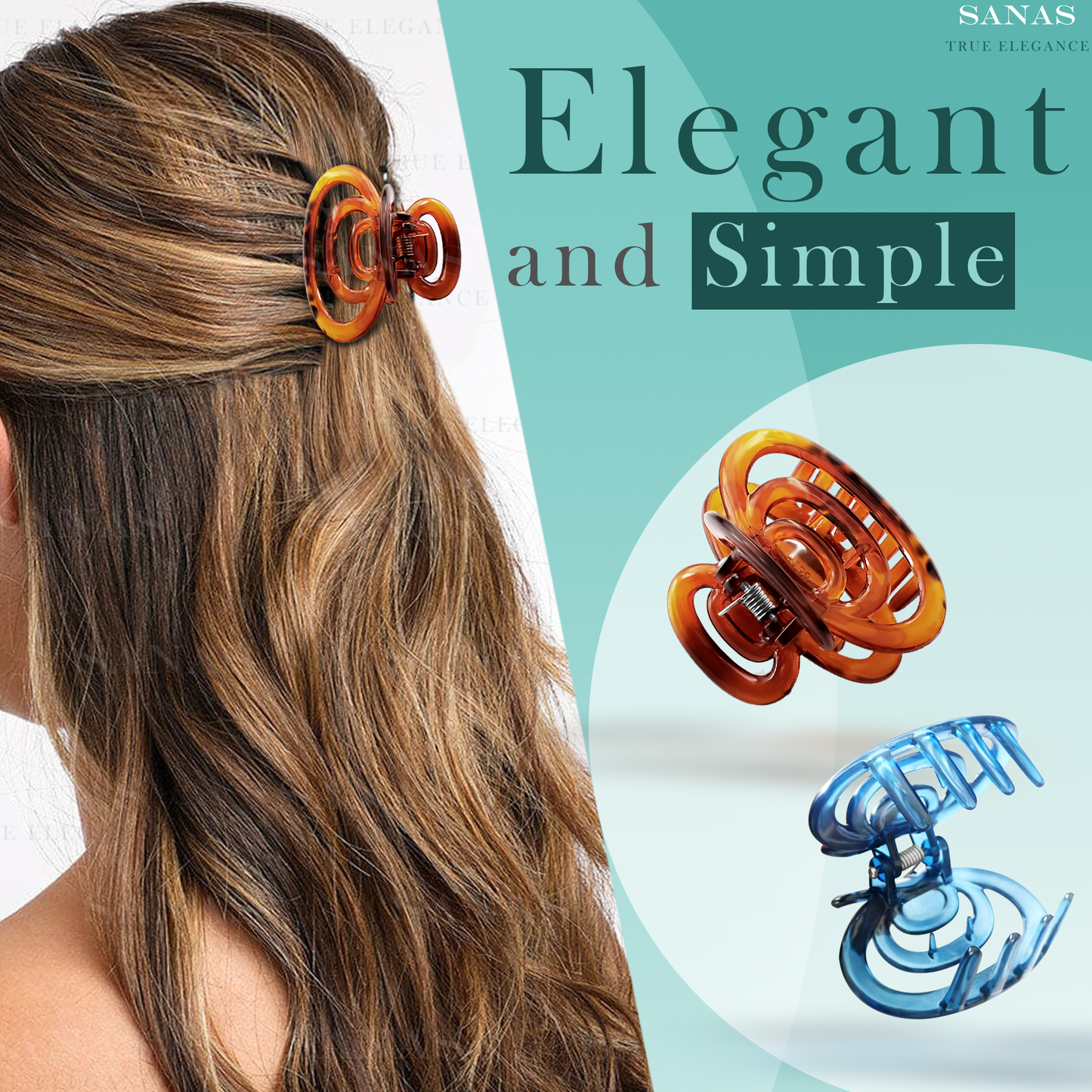 Sanas Medium Acrylic Hair Clips - 4Pcs