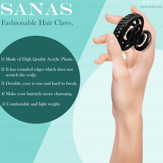 Sanas Medium Acrylic Hair Clips - 4Pcs