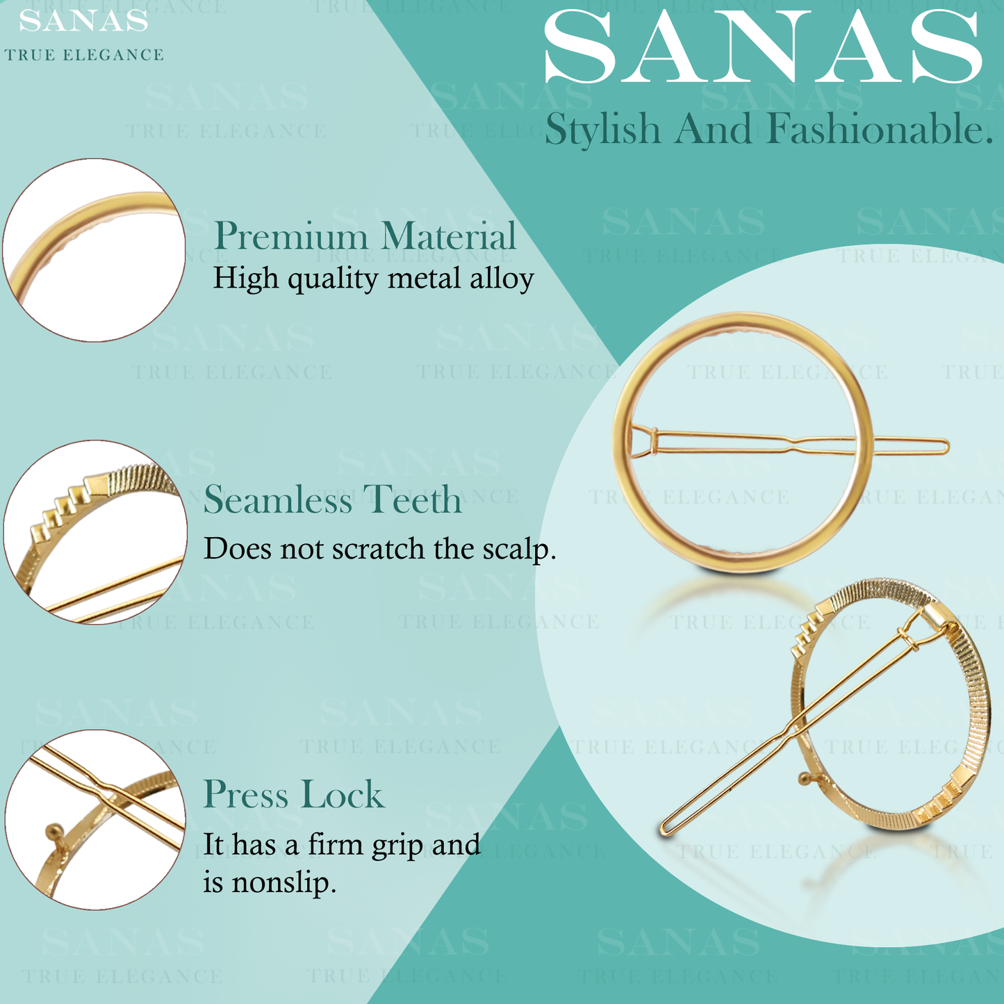 Sanas Hollow Hair Pins Metal - 6Pcs