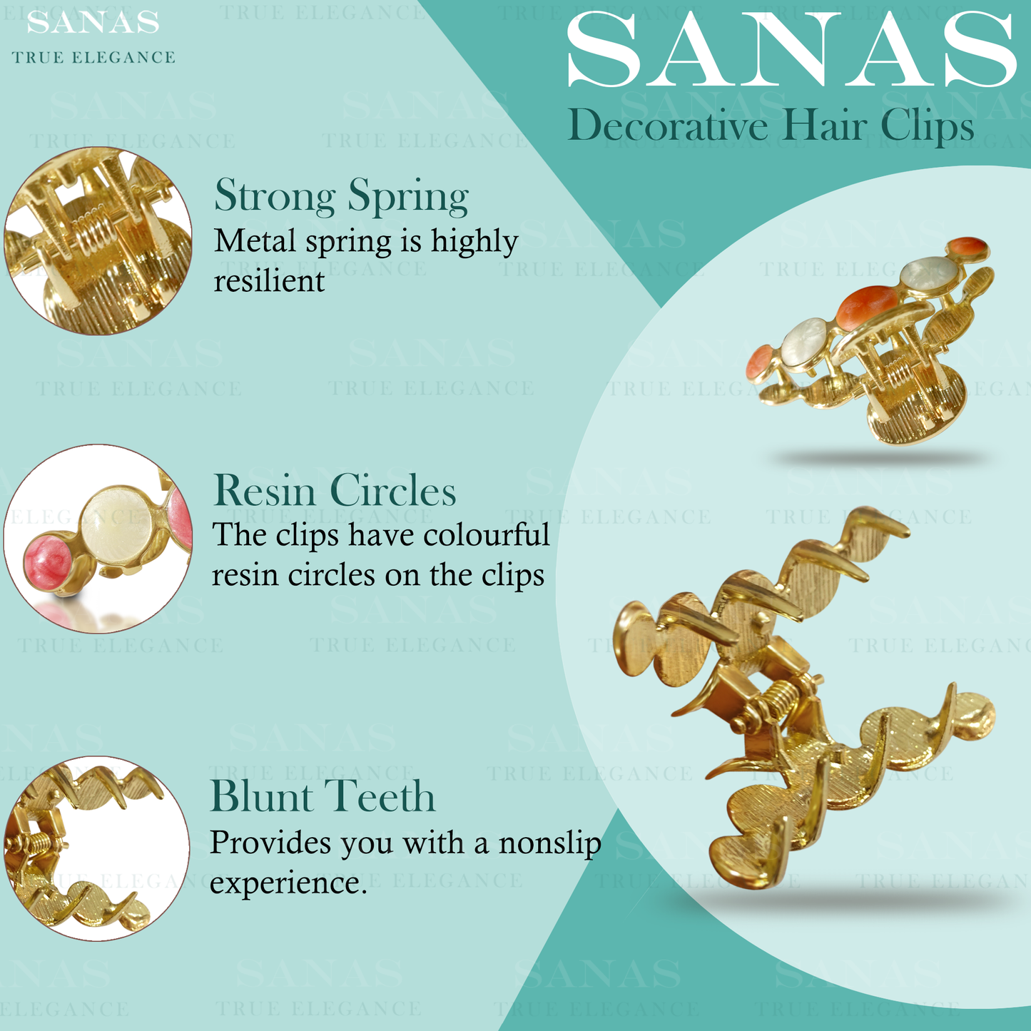 Sanas Multicolor Small Metal Clip - 4Pcs