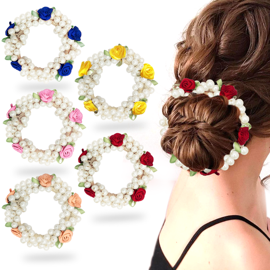 Sanas Pearl Flower Rubber Band - 5Pcs