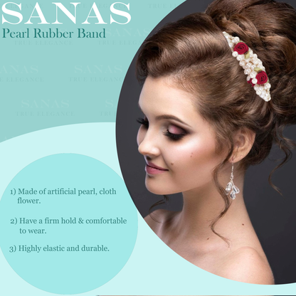 Sanas Pearl Flower Rubber Band - 5Pcs