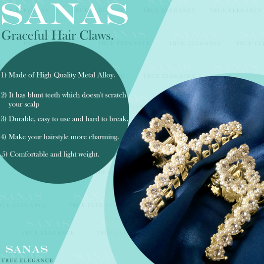 Sanas Pearl Stone Metal Claw - 1Pc