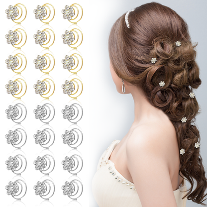 Sanas Crystal Rhinestone Spiral Hair Pins - 24 Pc