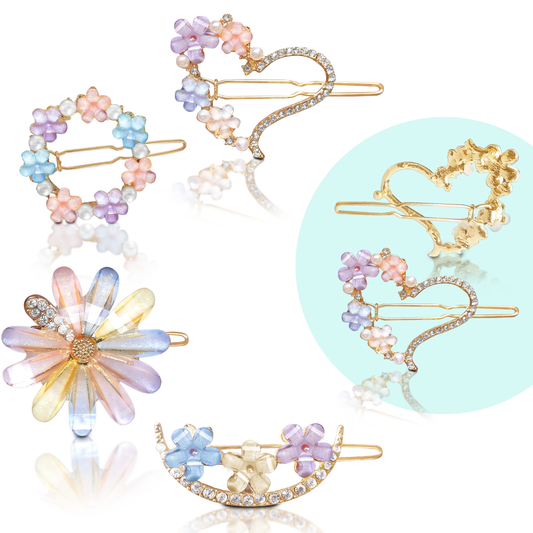 Sanas Stone Flower Hair Pins - 4Pcs