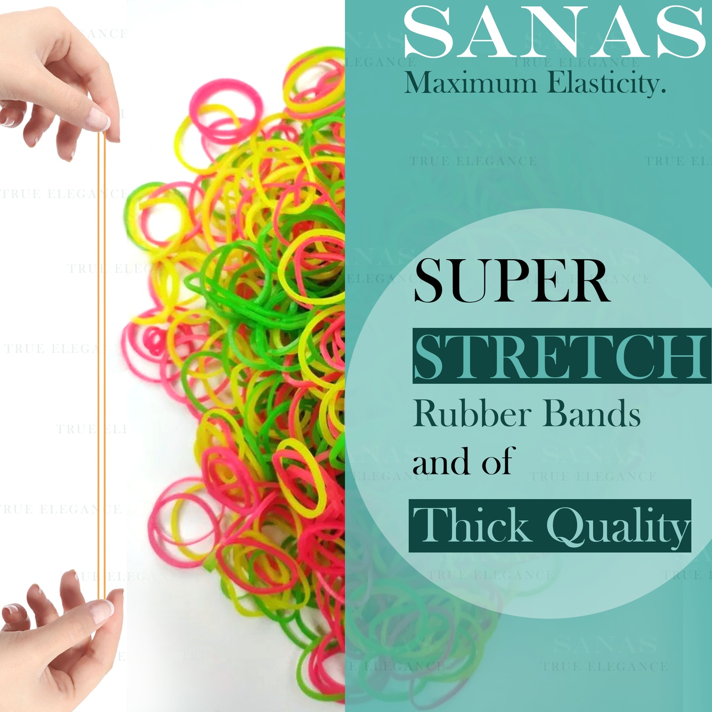 Sanas Nylon Rubber Bands Assorted Colours - Pack of 100 gms