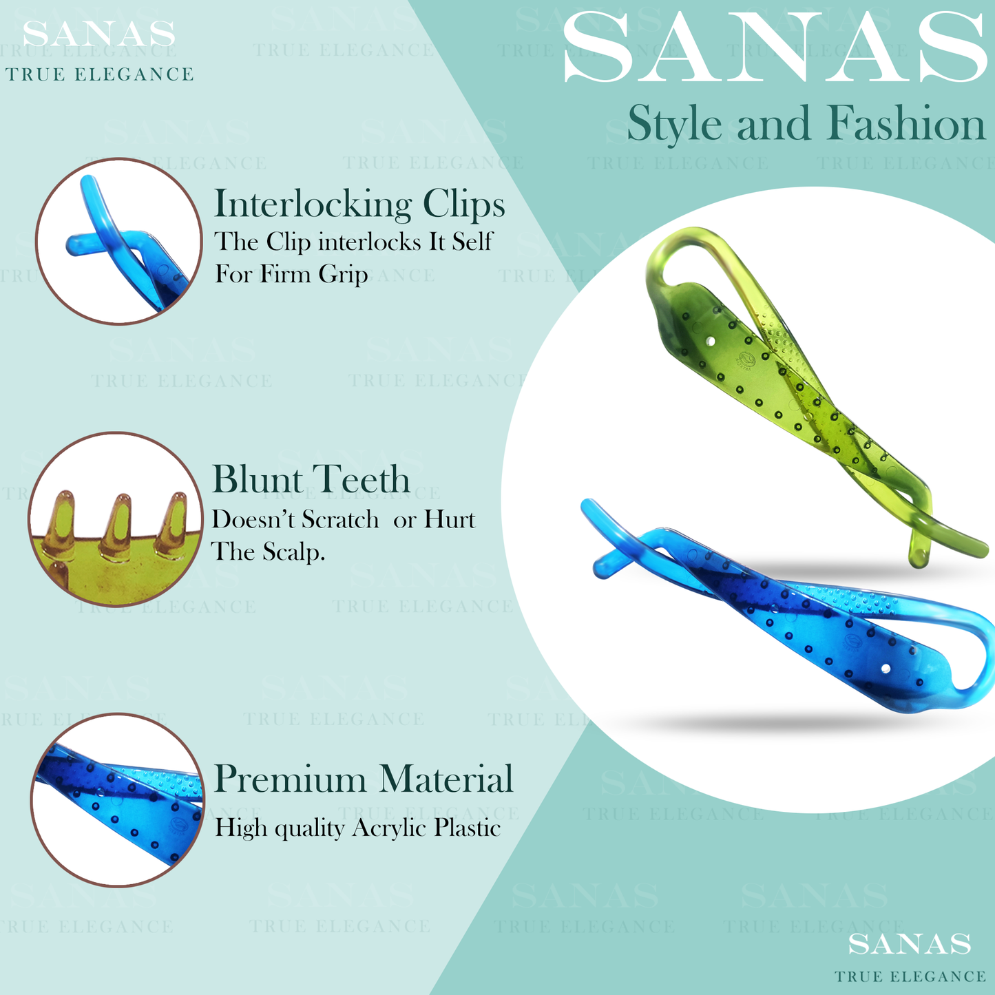 Sanas Twist & Secure Hair Clips - 4Pcs