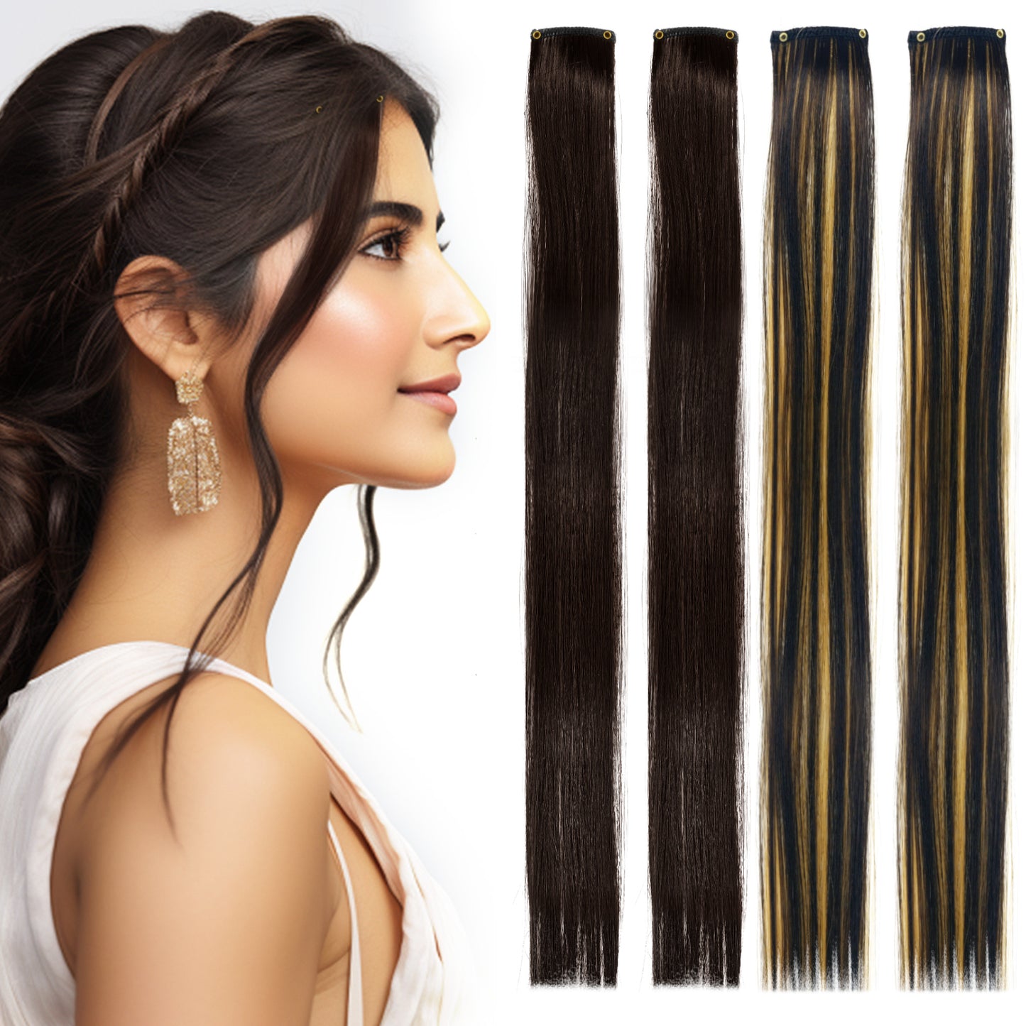 Sanas Multicolor Hair Streaks (Blonde, Brown) - 6Pcs