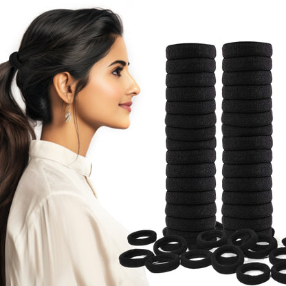 Sanas Black Rubber Hair Bands - 30Pcs