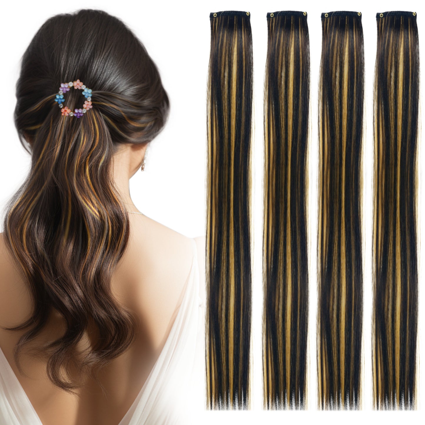 Sanas Blonde Streaks Hair Extension - 6Pcs