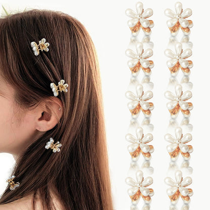 Sanas Pearl Flower Clip Small - 10Pcs