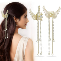 Sanas Pearl Tassel Butterfly Hair Clip for Women - 1Pc