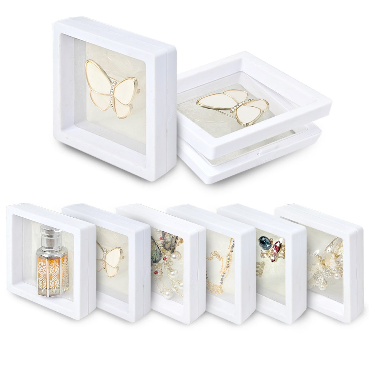 Sanas Floating Display Frame Acrylic White Shadow Box(1Pc)