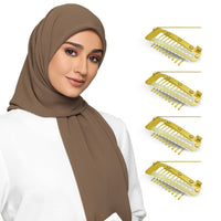 Sanas Hair Extension Clips For Women 4 Pcs Dupatta Clips Pin For Head & Hijab Hair Pins Chunni Clips (Golden)