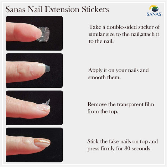 Sanas Nail Stickers For Press On Nails Stick Fake Nails On Stickers Nail Extension Stickers Double Sided Adhesive Sticker (192 Pcs)