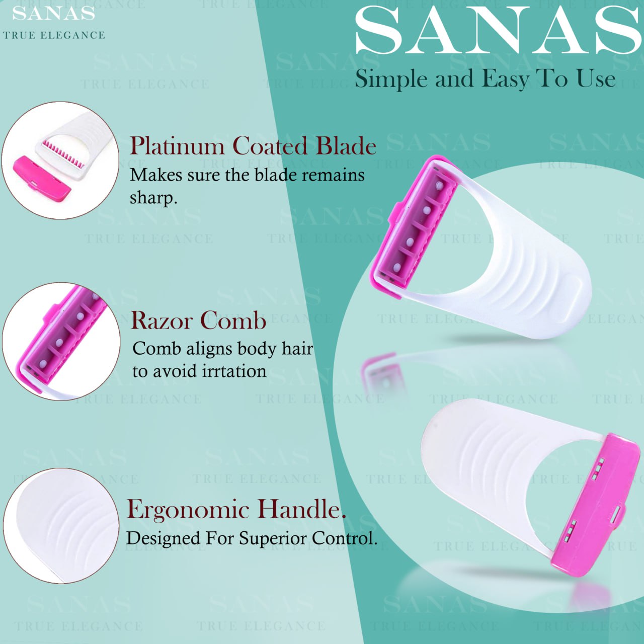 Sanas Women's Disposable Plastic Hair Razor & Bikini Shaving Razor For Women- Pack Of 1 (6 Pcs)B08CC7NPJ5