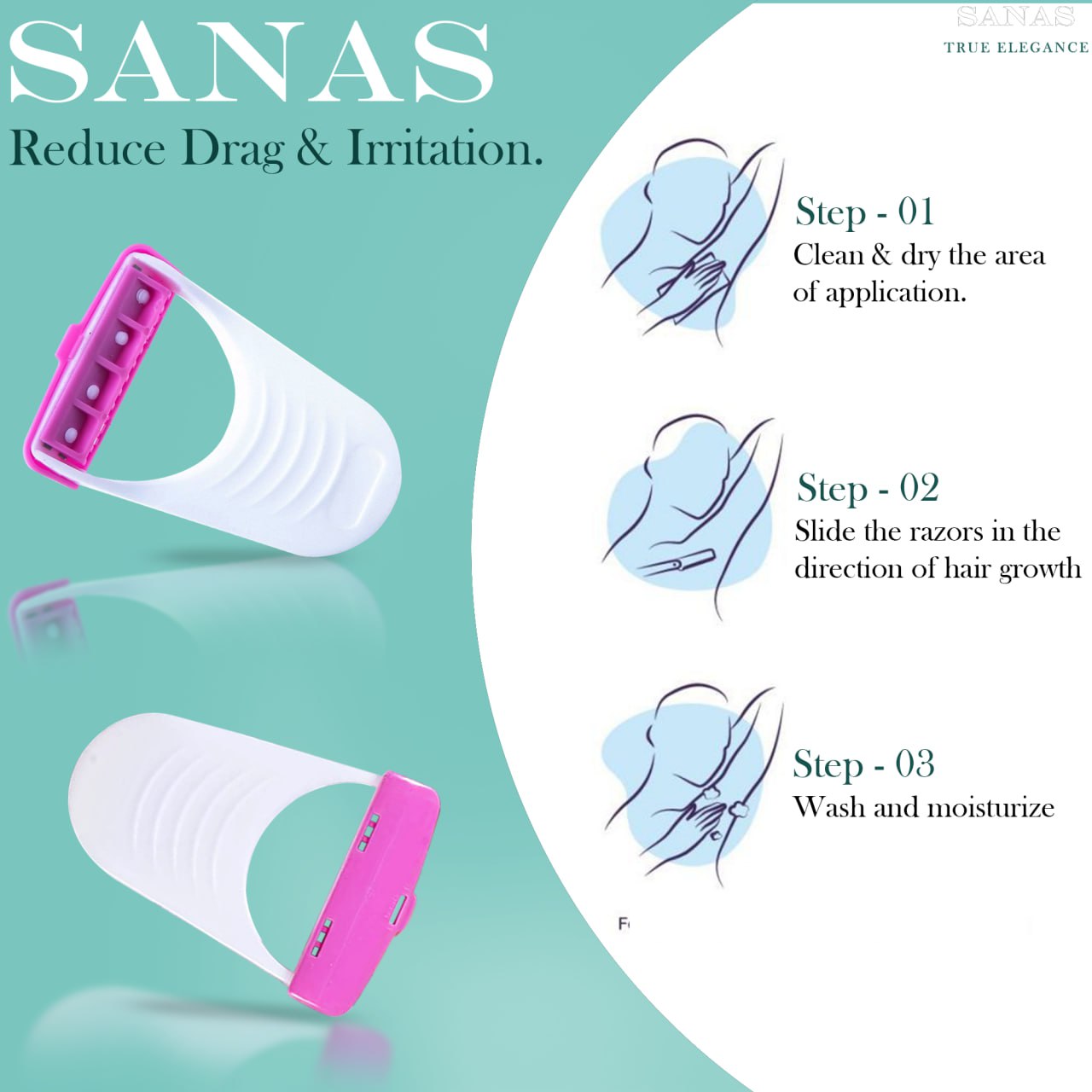 Sanas Women's Disposable Plastic Hair Razor & Bikini Shaving Razor For Women- Pack Of 1 (6 Pcs)B08CC7NPJ5