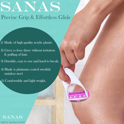 Sanas Women's Disposable Plastic Hair Razor & Bikini Shaving Razor For Women- Pack Of 1 (6 Pcs)B08CC7NPJ5