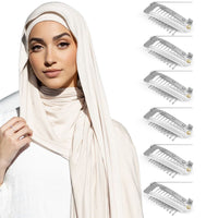 Sanas Hair Extension Clips For Women 6 Pcs Dupatta Clips & Hijab Hair Pins Chunni Clips (Silver)