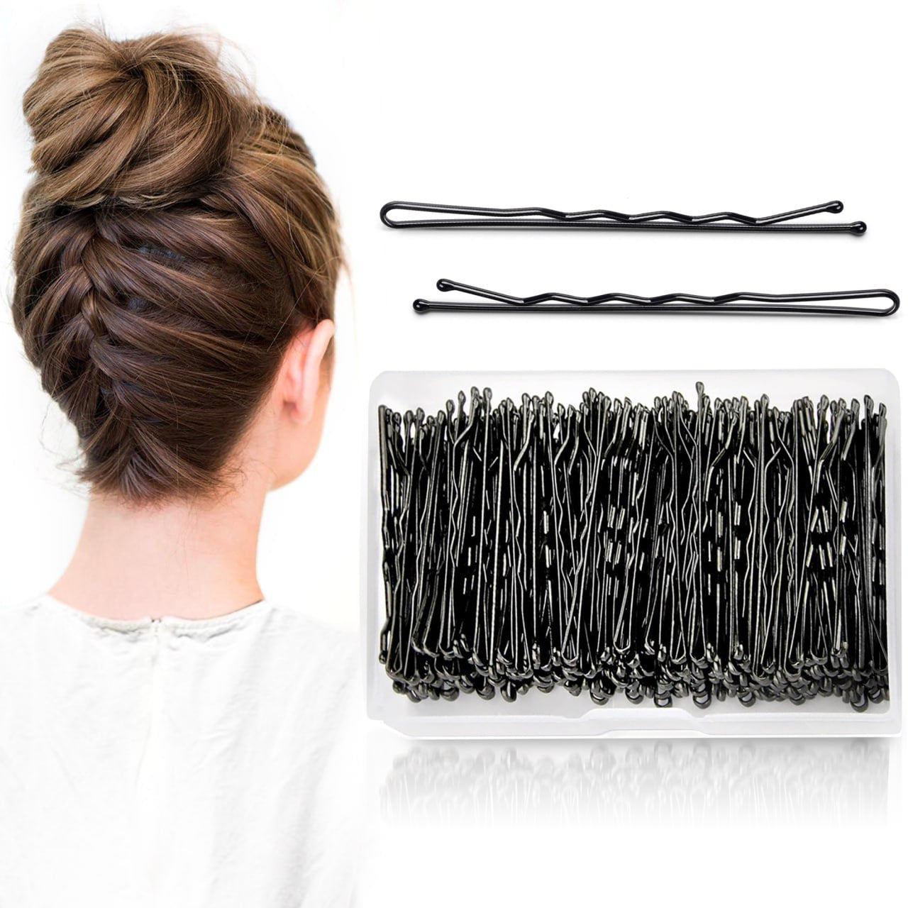 Sanas 100 Pcs Bobby Pins, 2 Inch Long, Hair Styling Tools and Accessories Black Metal Thick Hair Pins