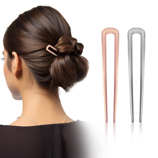 Sanas French Hair Pin Bun Stick For Women Korean Hair Accessories 2Pcs Grey & Rose Gold